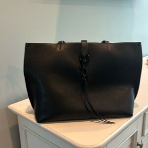 Black leather tote